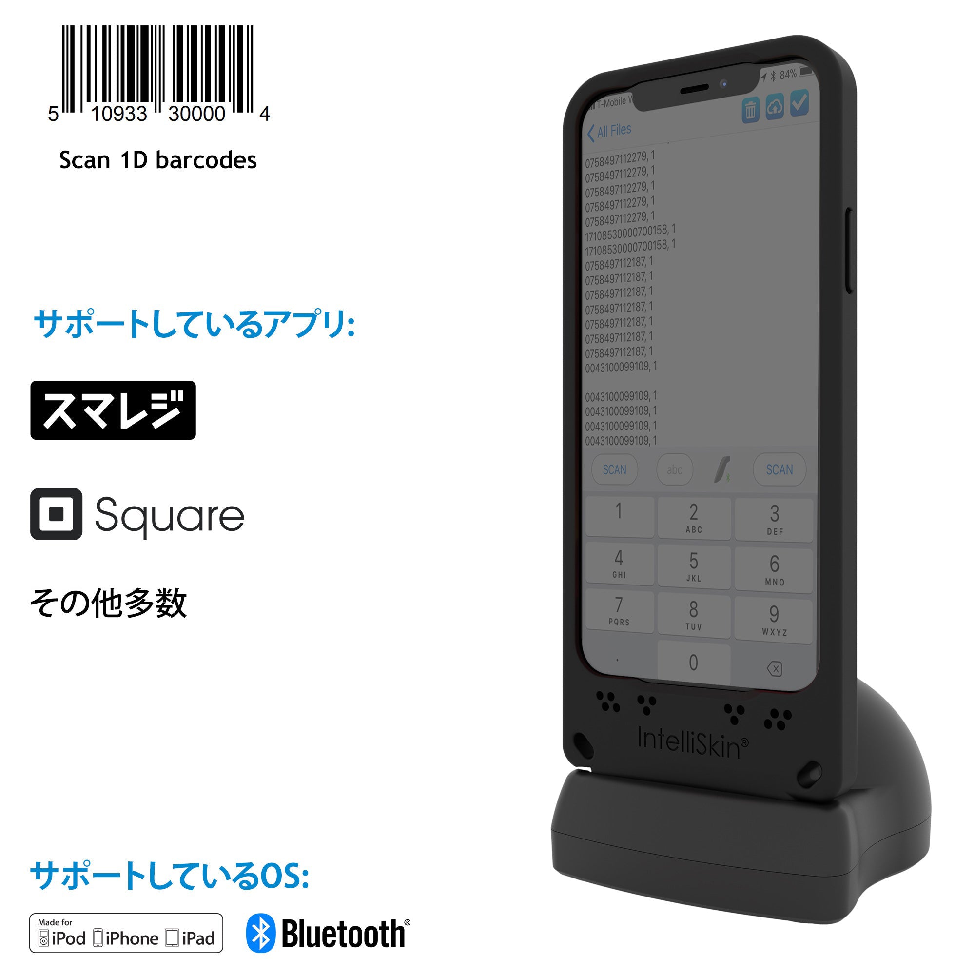 スレッド型Bluetooth 1DバーコードスキャナーDuraSled DS800 – Socket Mobile-JP